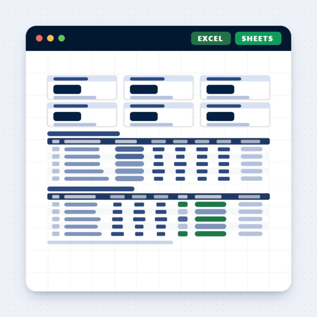 graphic representation of the inventory management base template on merchant sheets.